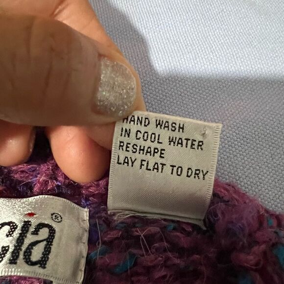 Lucia 80’s Style Purple Speckled Button Up Shoulder Pad Wool Blend Cardigan Sz M - Picture 10 of 10